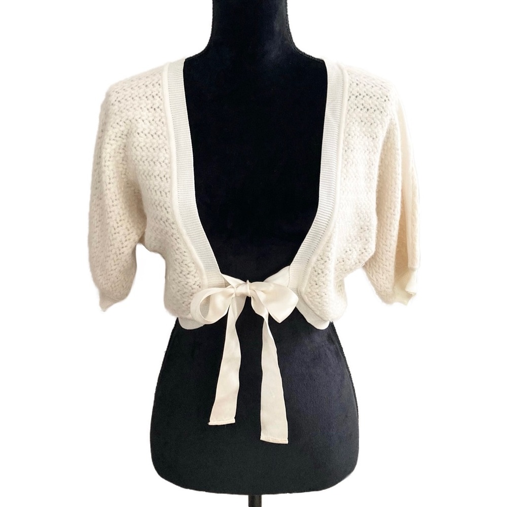 Karen Millen Ivory Lambswool Knit Bolero Sweater